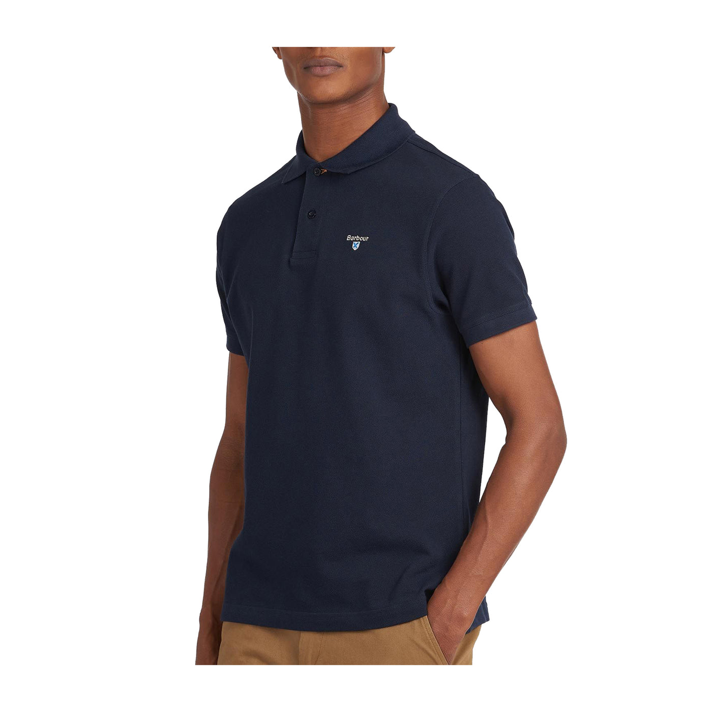 Polo Uomo in cotone in tinta unita Navy modello frontale