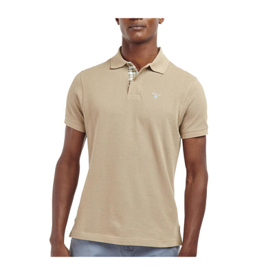 Polo Uomo in cotone in tinta unita Beige modello frontale