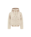 Cardigan Donna in pura lana con inserti in nylon Beige