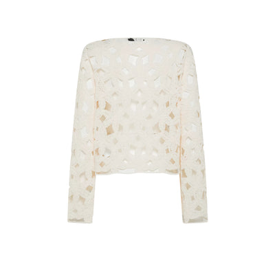Maglia tricot Donna ricamo cut-out retro