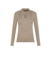 Polo Donna a costine, con scollo a V e fit slim