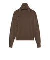 Maglia Donna in lana Marrone, con bottoni e collo alto