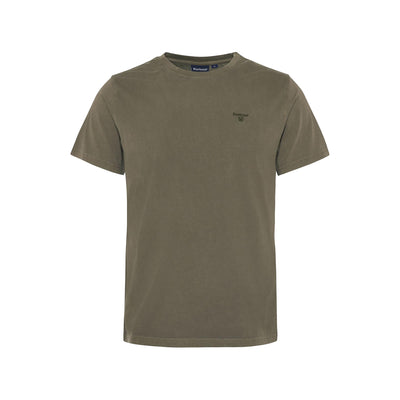 T-shirt Uomo verde, a girocollo, con ricamo logo sul petto