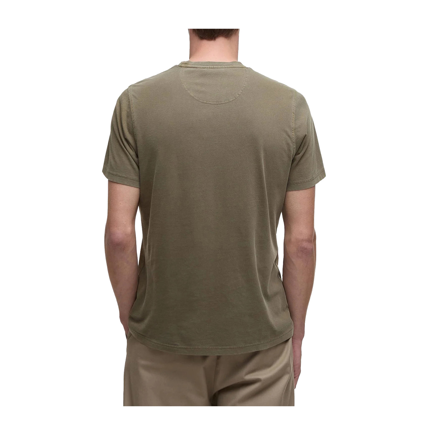 T-shirt Uomo verde, a girocollo, con ricamo logo sul petto