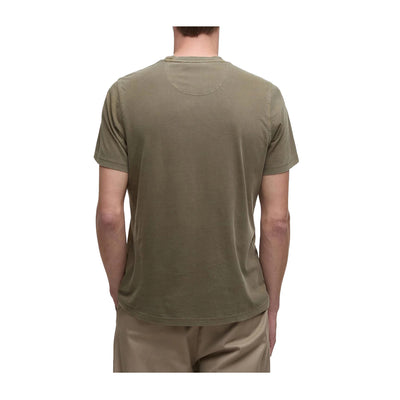 T-shirt Uomo verde, a girocollo, con ricamo logo sul petto