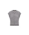Gilet Donna in misto alpaca, con finiture a coste