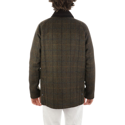 Giubbotto Uomo con motivo tartan e collo in velluto modella retro