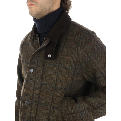 Giubbotto Uomo con motivo tartan e collo in velluto