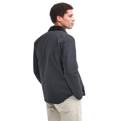 Giacca Uomo in cotone cerato, con patte laterali e colletto in velluto a contrasto