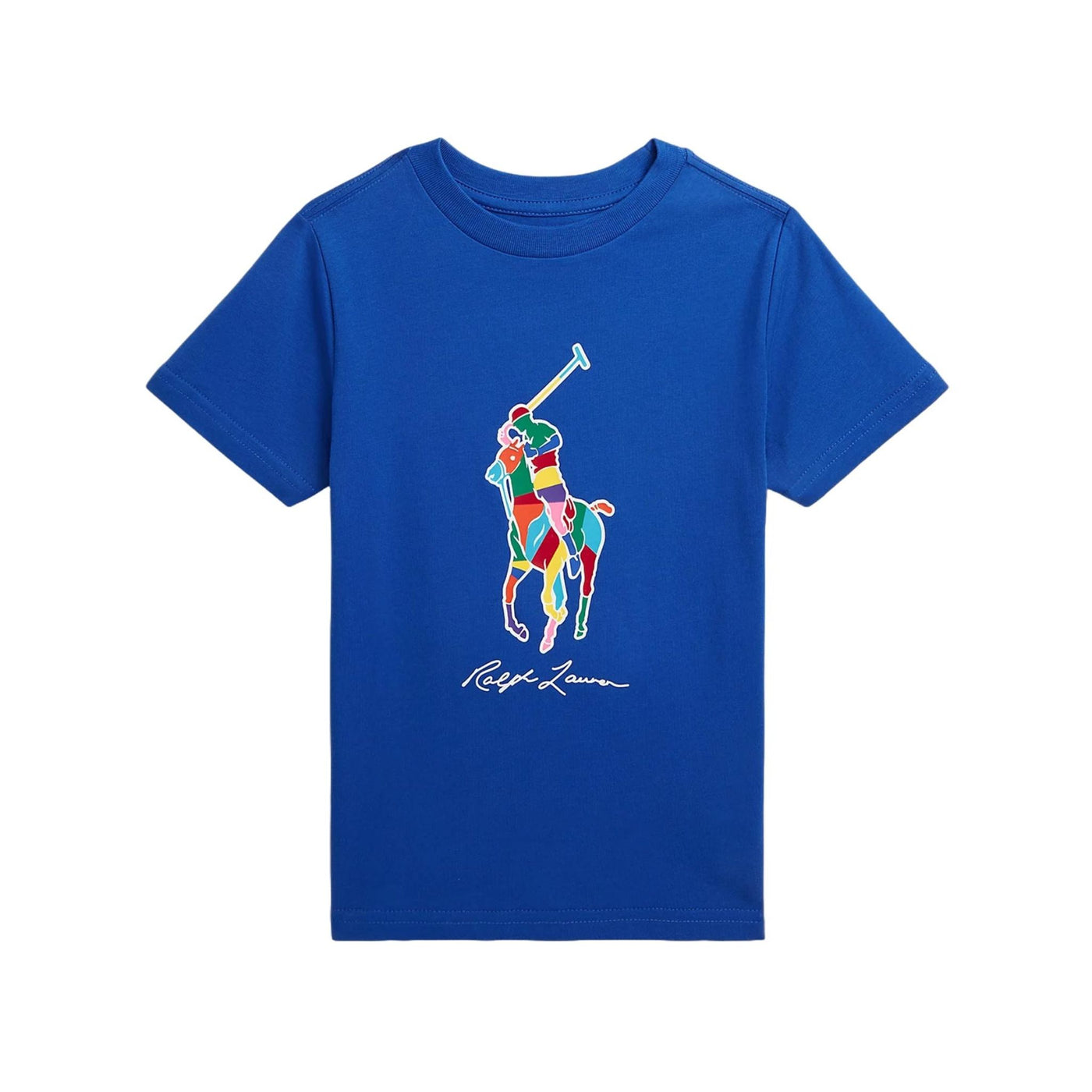 T-shirt a maniche corte con cavallino grande multicolore