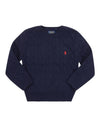 Maglia Bambino Navy in lana con bordi a coste