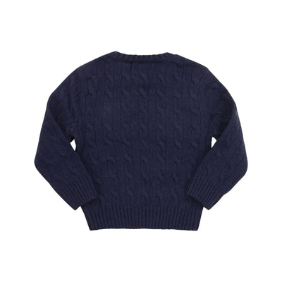 Maglia Bambino Navy in lana con bordi a coste