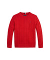 Red cable knit sweater for children