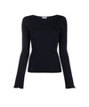 Women's black V-neck ribbed sweater