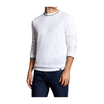 Maglia Uomo in cotone Bianco con bordi a costine