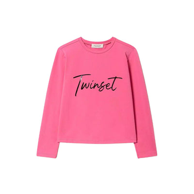 T-shirt da bambina rosa firmata Twinset vista frontale