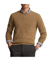 Immagine frontale,maglia uomo Ralph Lauren in marrone,maniche lunghe,girocollo e logo del brand ricamato.
