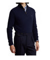 Immagine frontale,maglia uomo blu con zip,manica lunga e logo ricamato Polo Ralph Lauren