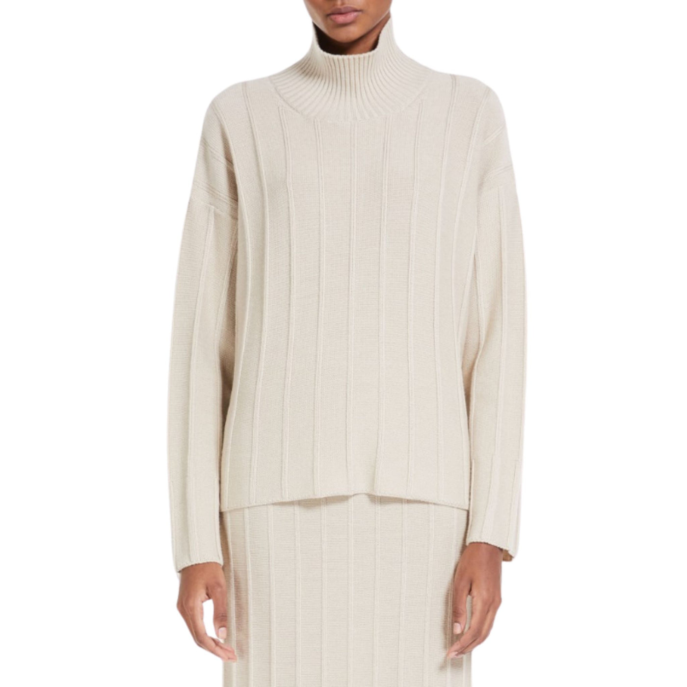 Women's sweater with ribbed high collar