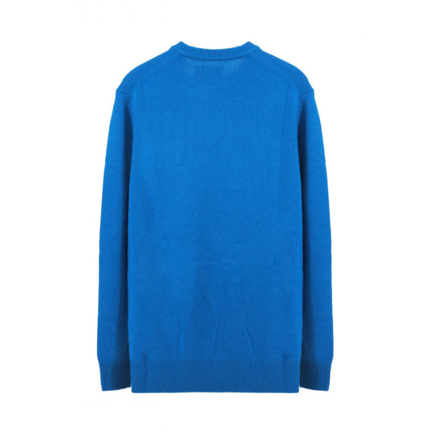 Maglione Uomo Blu Royal in misto lana con bordi a costine