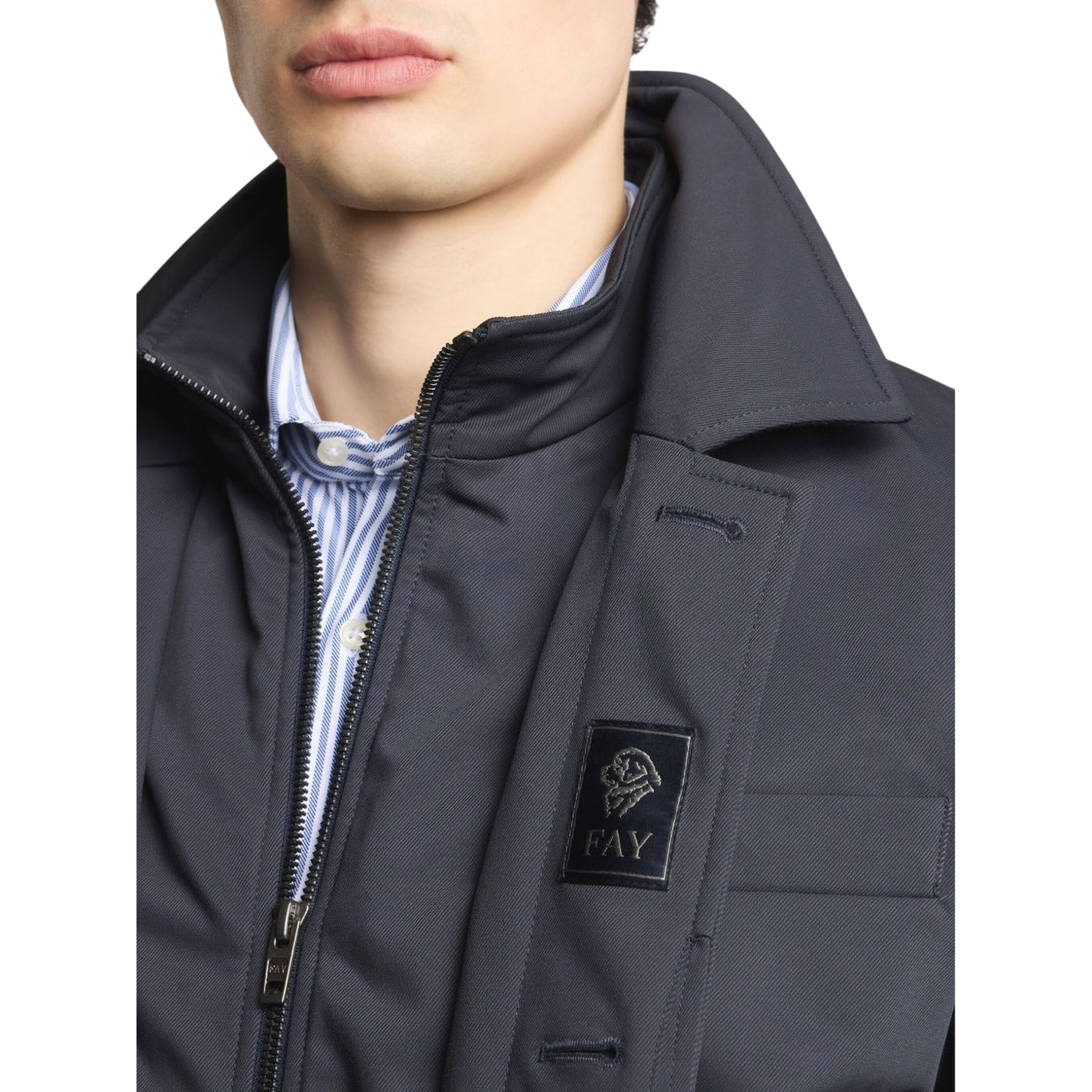 Giubbotto Uomo Corto in cotone e nylon Navy dettaglio