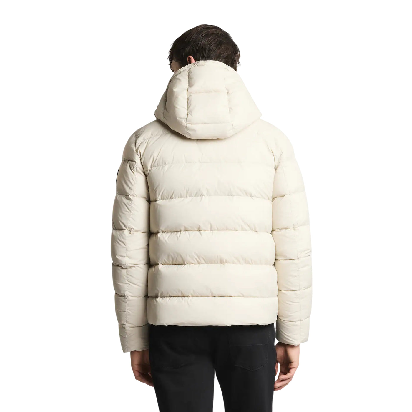 Piumino Uomo corto Beige, calandrato, con cappuccio