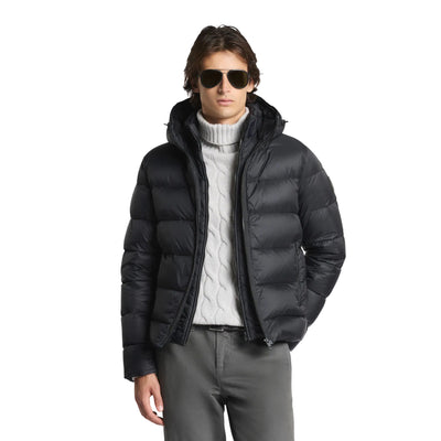 Piumino Uomo corto, calandrato, con cappuccio