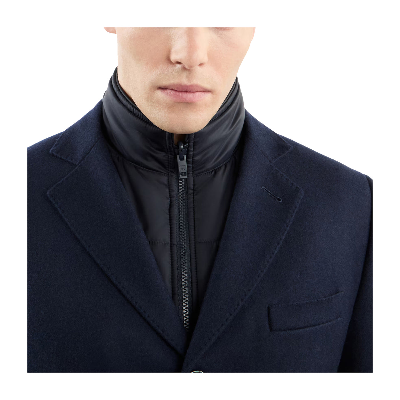 Cappotto Uomo in morbida lana e gilet interno rimovibile con zip