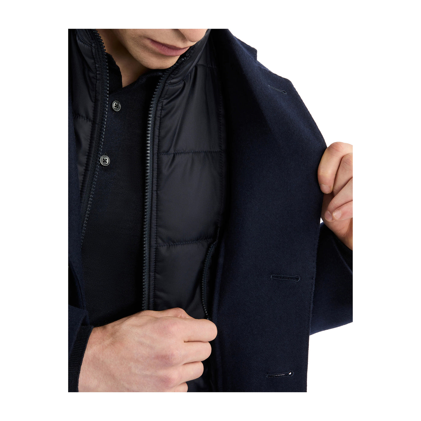 Cappotto Uomo in morbida lana e gilet interno rimovibile con zip