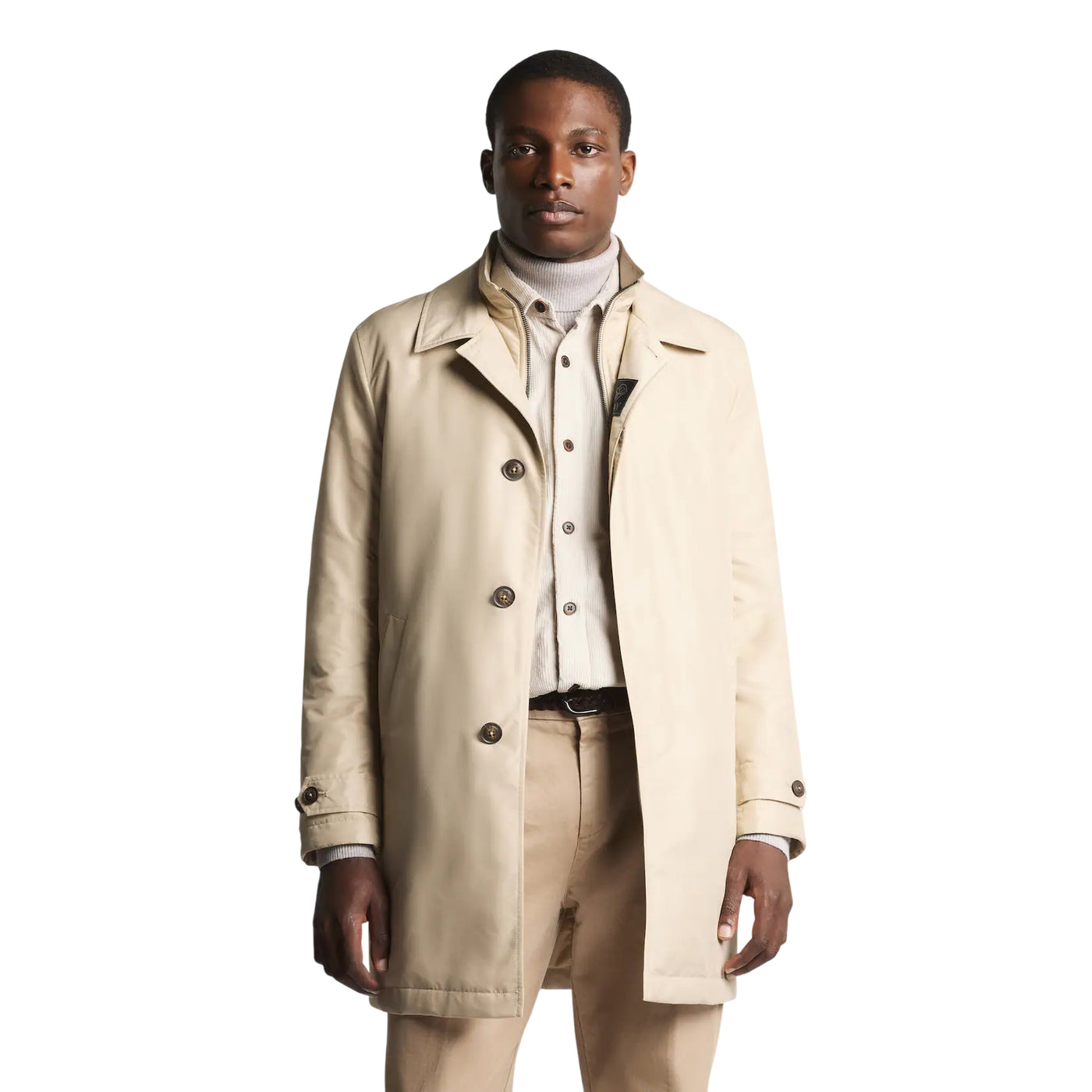 Cappotto Uomo idrorepellente, monopetto con fascette sui polsi