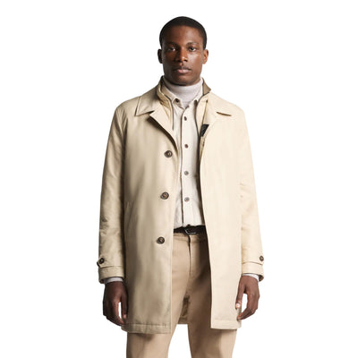 Cappotto Uomo idrorepellente, monopetto con fascette sui polsi