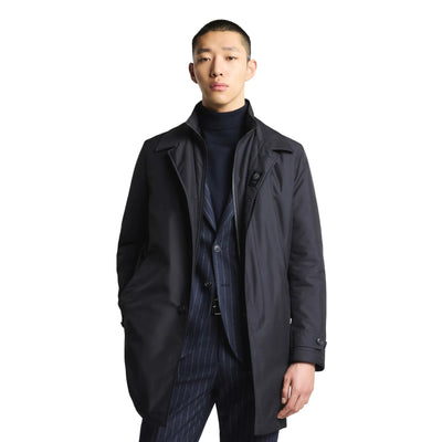 Cappotto Uomo Navy idrorepellente, monopetto con fascette sui polsi 