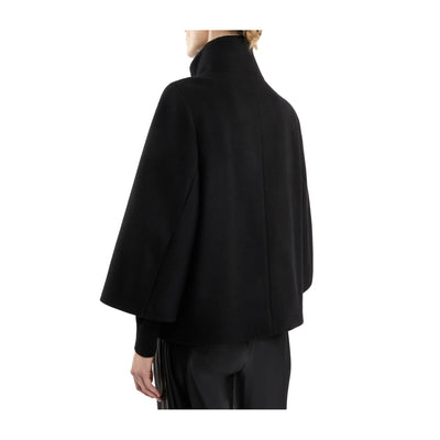 Cappotto Donna Nero con alamaro e bottoni a pressione