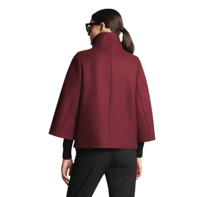 Cappotto Donna corto Bordeaux, con iconico gancio e collo alto