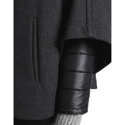 Mantella Donna 3 in 1 Double-face in lana grigio scuro dettaglio manica