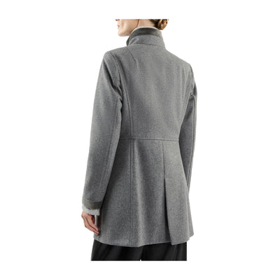 Cappotto Donna Grigio, con alamari e ampio scollo alto