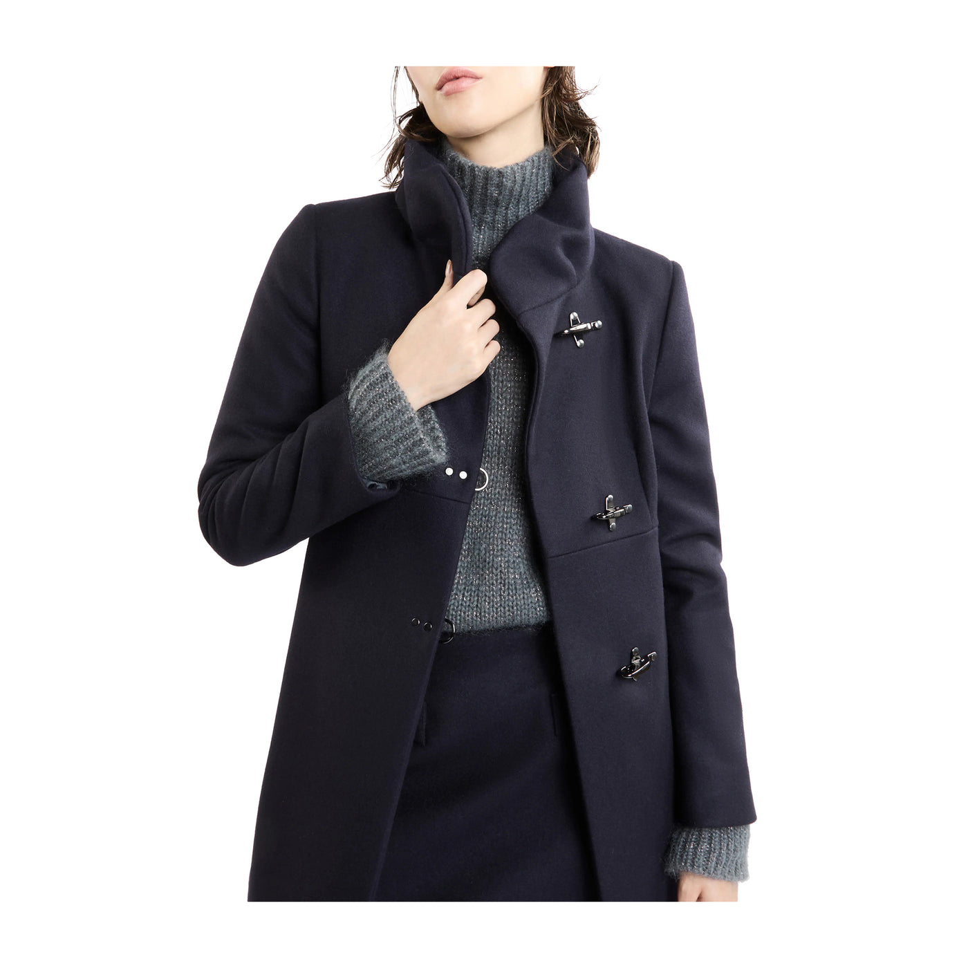 Cappotto Donna monocolore, in misto lana, con alamari