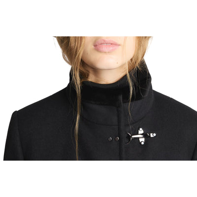Cappotto Donna in Panno di Lana Nero dettaglio
