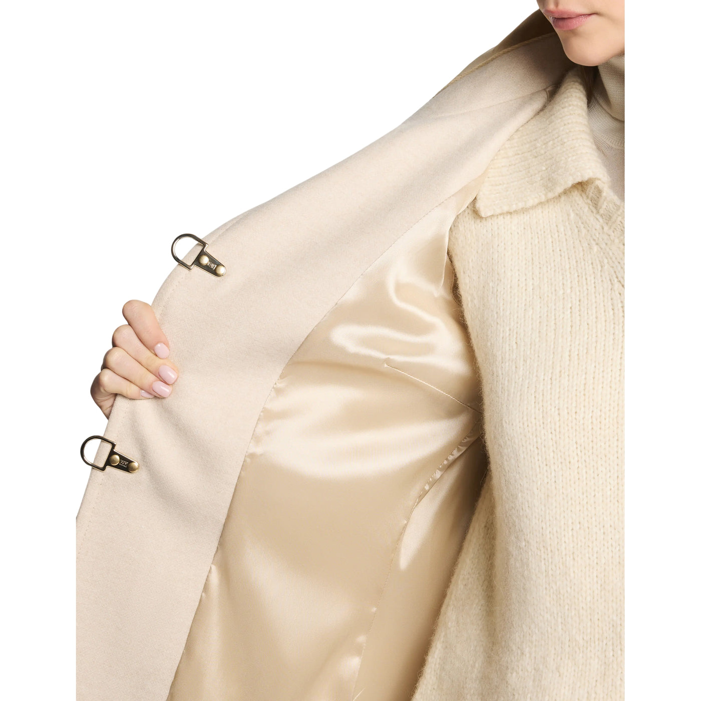 Cappotto Donna in Panno di Lana Beige dettaglio interno