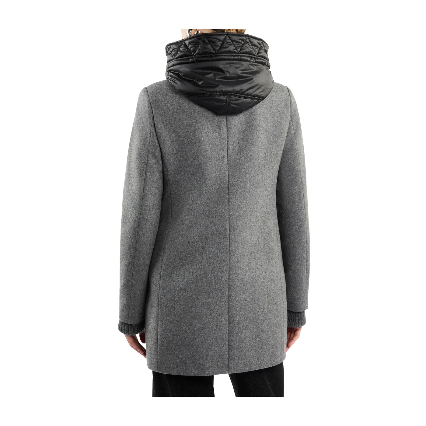 Cappotto Donna in misto lana, con pettorina e cappuccio