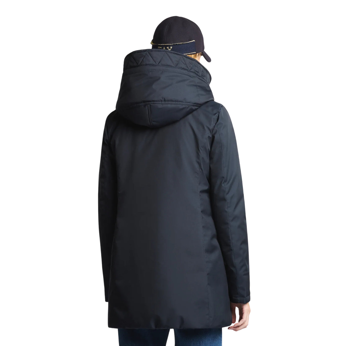 Parka Donna con chiusura ad alamaro Navy modella retro