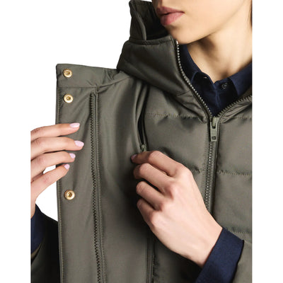 Parka Donna con chiusura ad alamaro Verde militare dettaglio