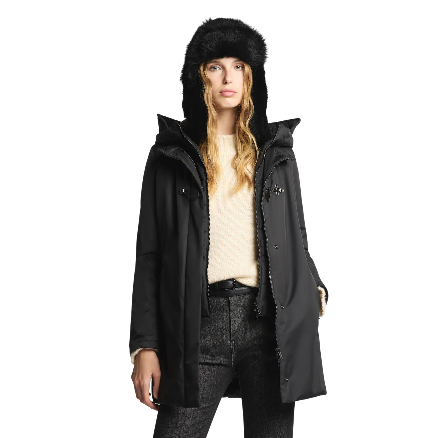 Parka Donna in gabardine tecnico idrorepellente, con gancio