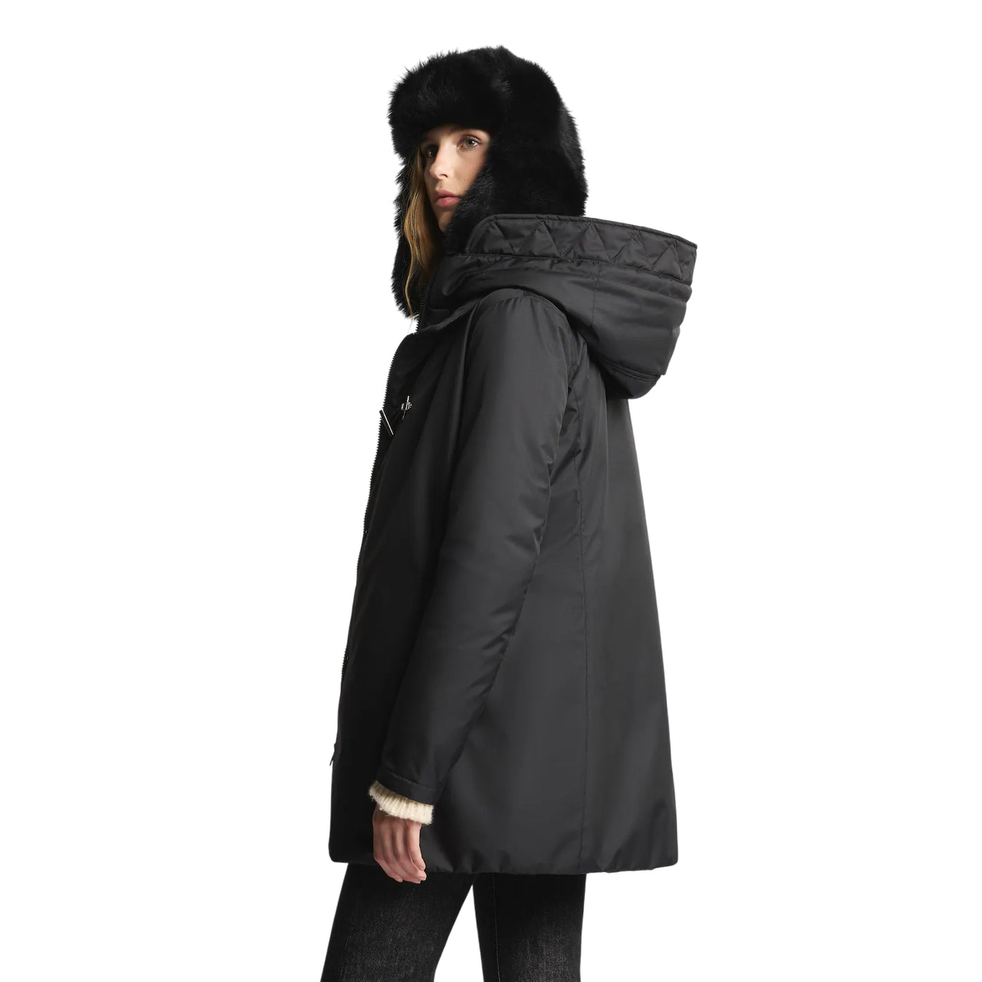 Parka Donna in gabardine tecnico idrorepellente, con gancio