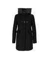 Cappotto Donna Nero, con cappuccio e gancio 