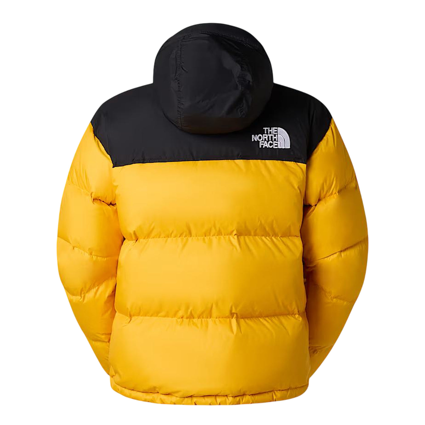 Piumino Uomo Retro Nuptse 1996 Giallo/Nero, dalla vestibilità comoda con cappuccio ripiegabile