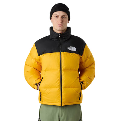Piumino Uomo Retro Nuptse 1996 Giallo/Nero, dalla vestibilità comoda con cappuccio ripiegabile
