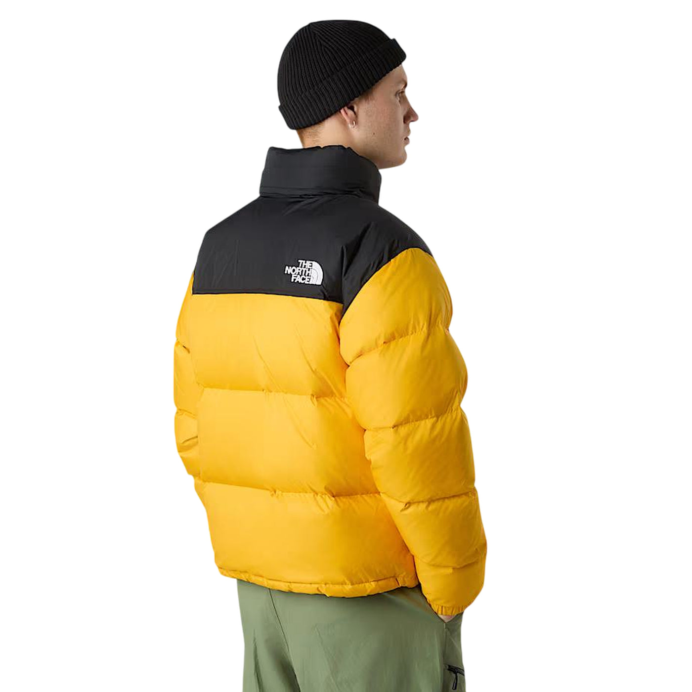 Piumino Uomo Retro Nuptse 1996 Giallo/Nero, dalla vestibilità comoda con cappuccio ripiegabile