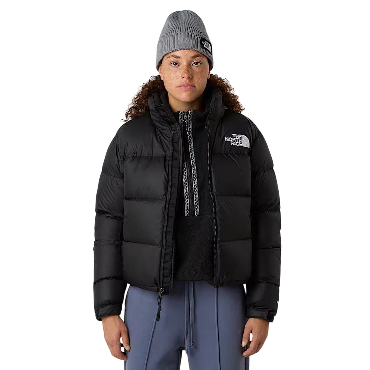 Piumino Donna corto, modello Retro Nuptse, con cappuccio rimovibile