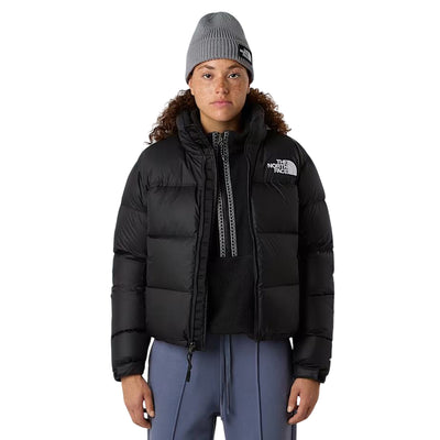 Piumino Donna corto, modello Retro Nuptse, con cappuccio rimovibile